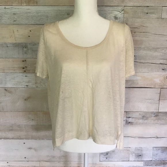 Cynthia Rowley Cream Linen Loose Tee Shirt Small - Picture 1 of 5